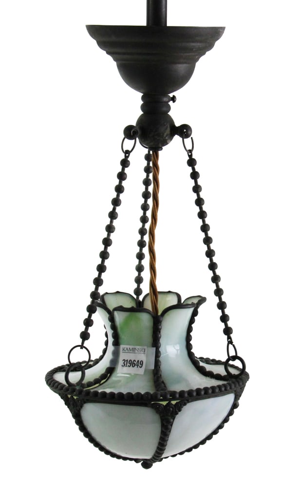 Late 19thC Milk Glass Hanging Light Fixture (1 of 9)