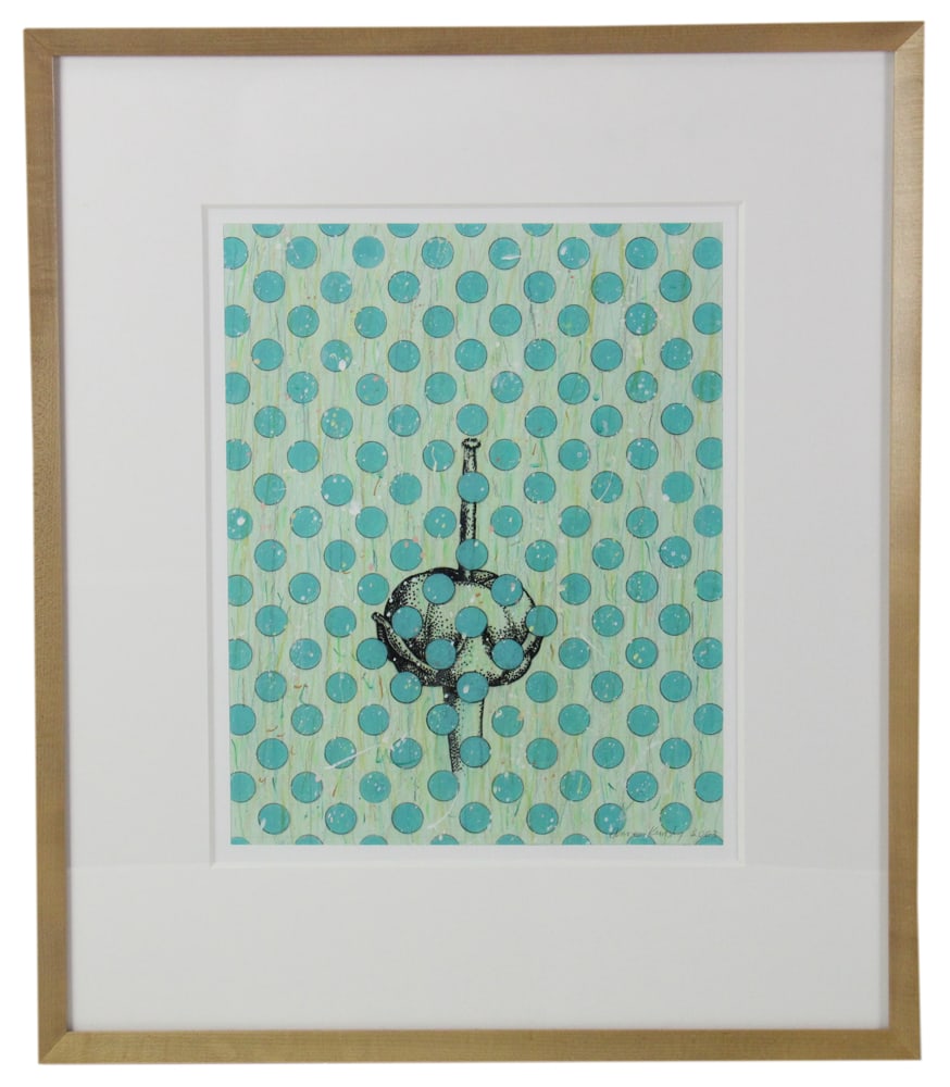 Anne Krinsky, Mixed Media Abstract, 2003: Anne Krinsky, mixed media abstract, cotton seed with nail, 2003, 14" x 11", framed 23" x 20". Provenance: From a private Boston art collection.