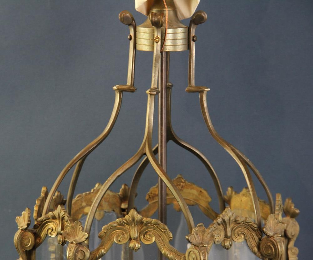 French Brass Lantern with Chain - 5