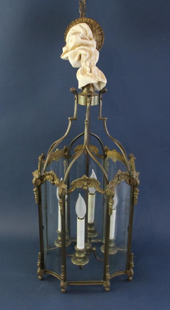 French Brass Lantern with Chain - 8