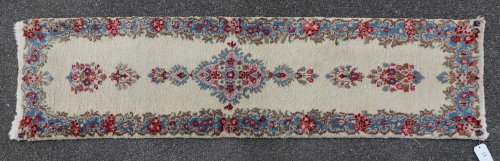 Semi-Antique Persian Kerman Runner: Semi-antique Persian Kerman runner, 6' 9" x 1' 10". Provenance: Hampton Falls, New Hampshire.