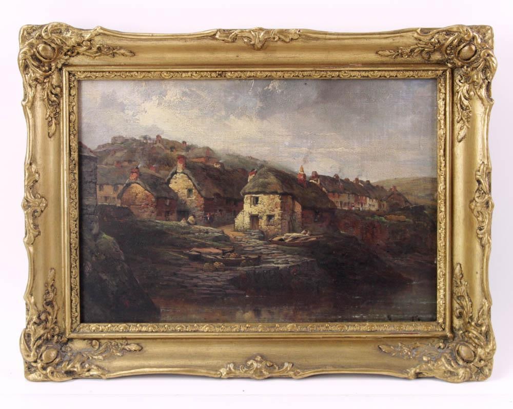 W. Pitt, View of Coverack Village South Coast of Cornwall: W. Pitt, view of Coverack Village South coast of Cornwall, signed W. Pitt and dated 1836 verso, 10" x 14 1/2", framed 13" x 17".