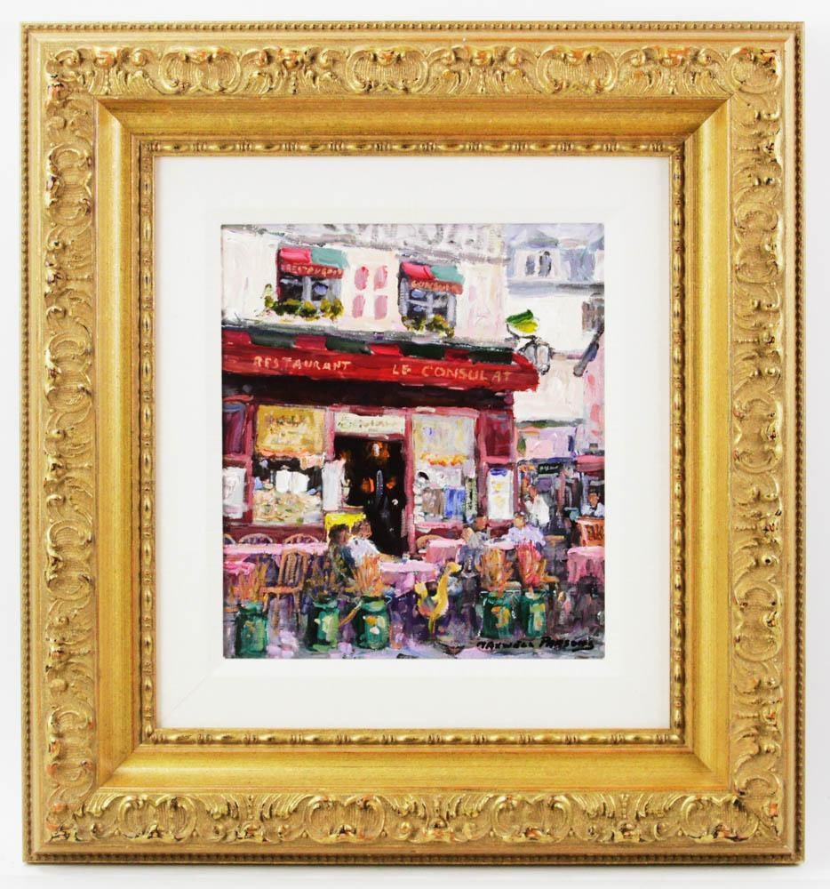 Maxwell Parsons, Restaurant Le Consulat: Maxwell Parsons, Restaurant Le Consulat, oil on canvas, signed, 12" x 11", custom framed 23" x 21". Provenance: Ft. Lauderdale, Florida collection.
