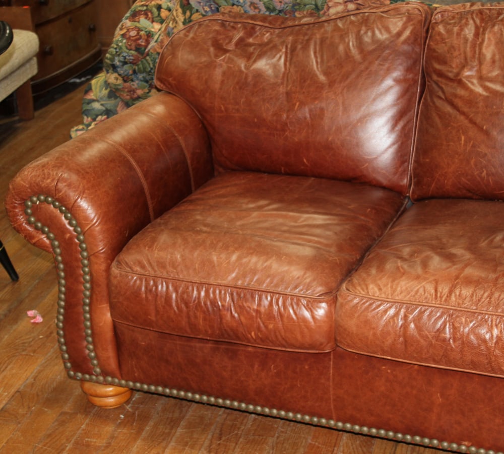 Brown Leather Sofa - 4