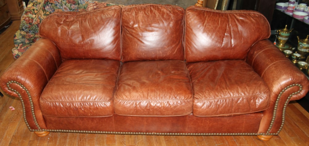 Brown Leather Sofa - 5