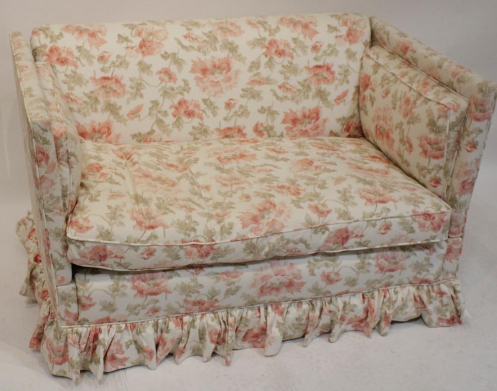 Floral Upholstered Drop-Arm Settee - 2