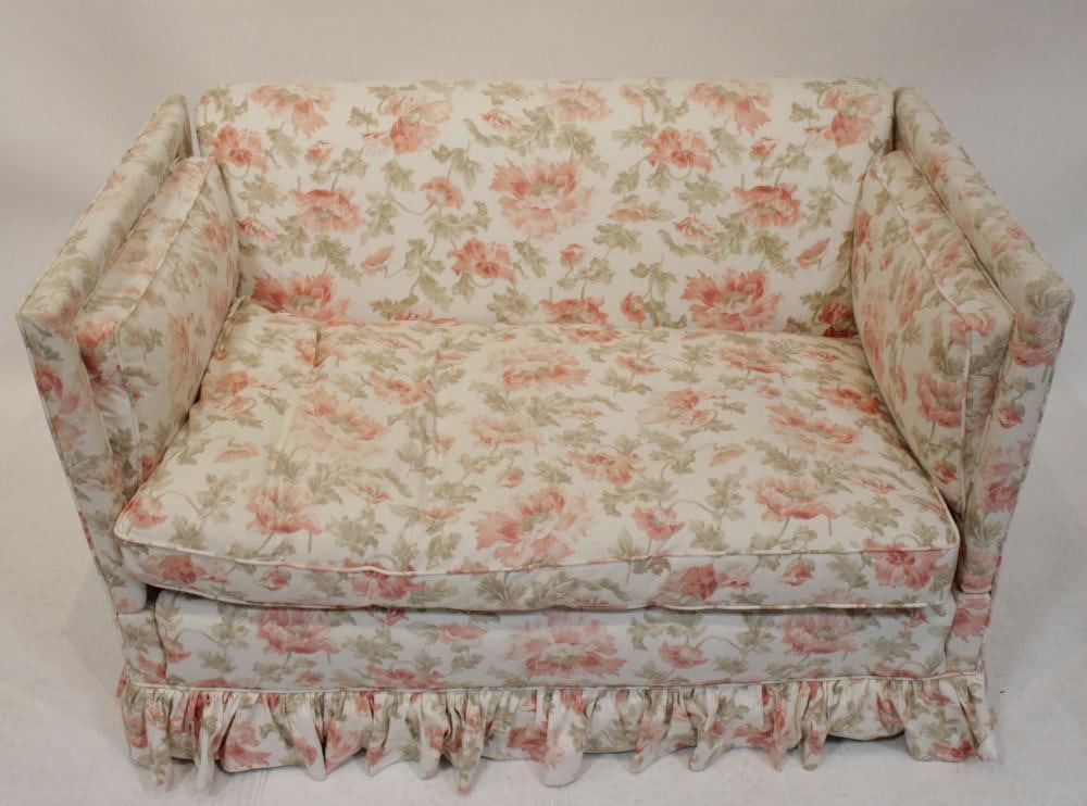 Floral Upholstered Drop-Arm Settee - 4