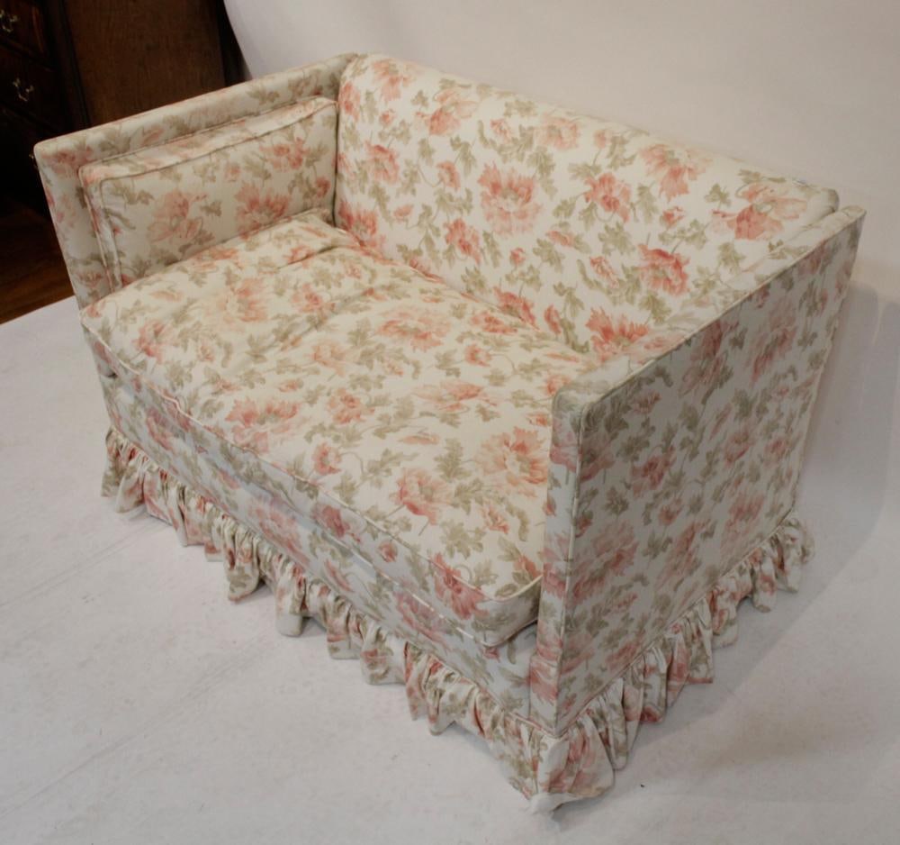 Floral Upholstered Drop-Arm Settee - 7