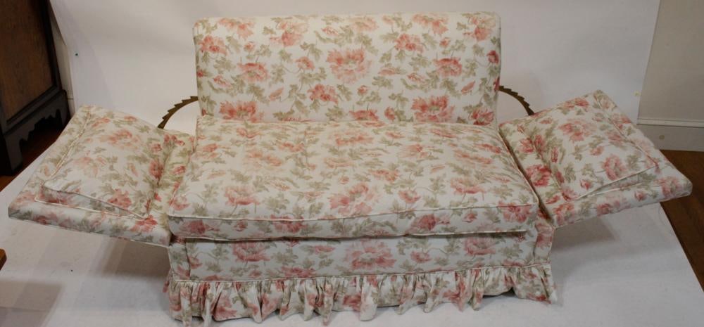 Floral Upholstered Drop-Arm Settee - 8