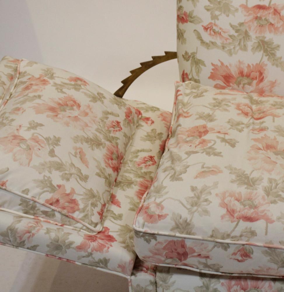 Floral Upholstered Drop-Arm Settee - 9