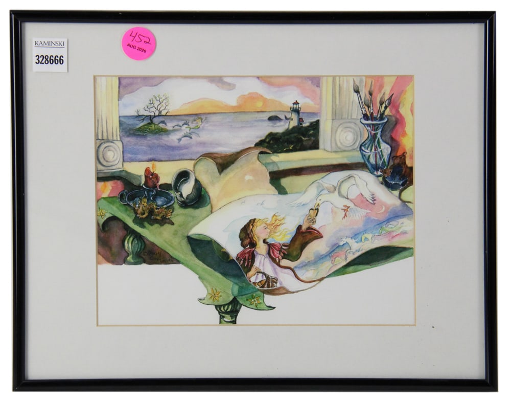 Two Black Metal Framed Watercolor Illustrations (1 of 3)