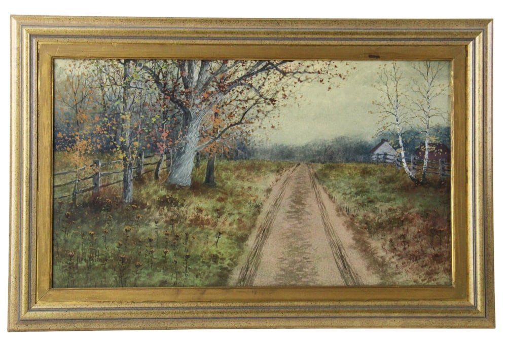 Neil Hill, Country Road, Watercolor: Neil Hill, country road, watercolor, 13" x 22", framed 18" x 27". Provenance: Gloucester, Massachusetts collection.