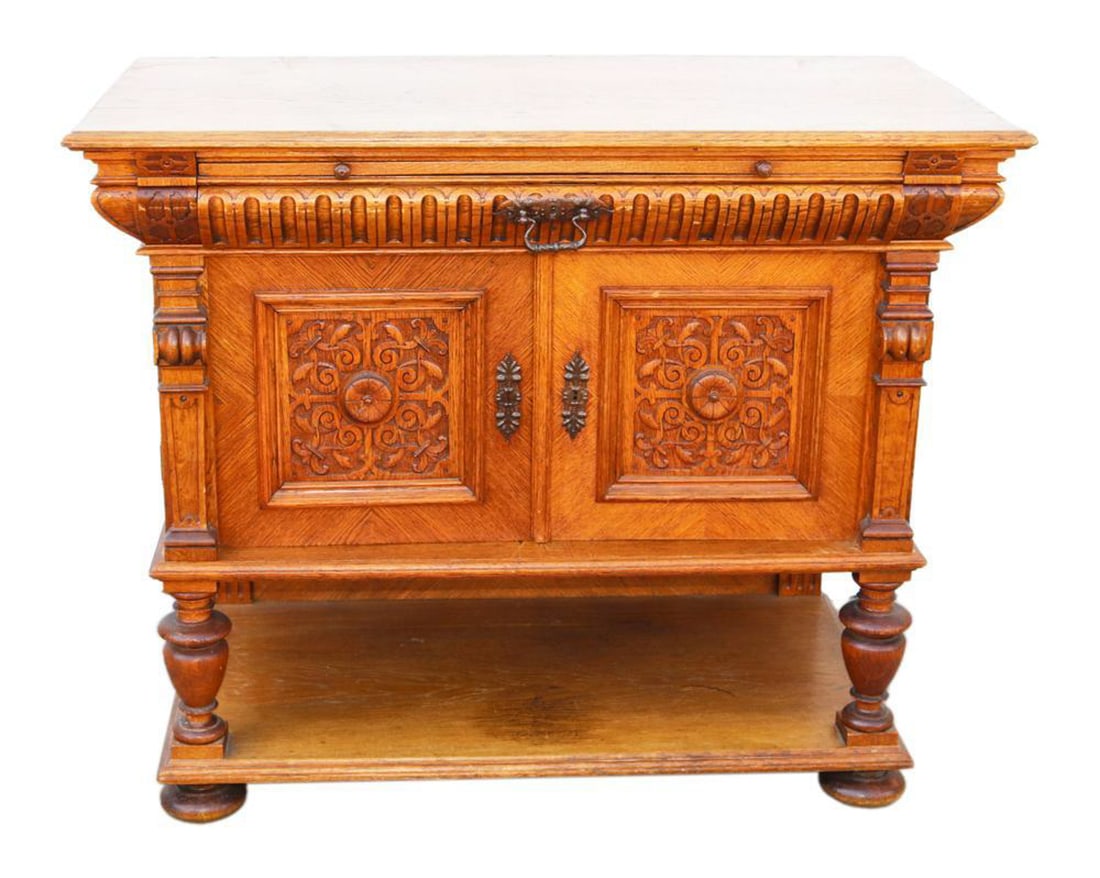 Antique Aesthetic Movement Oak Buffet Cabinet (1 of 12)