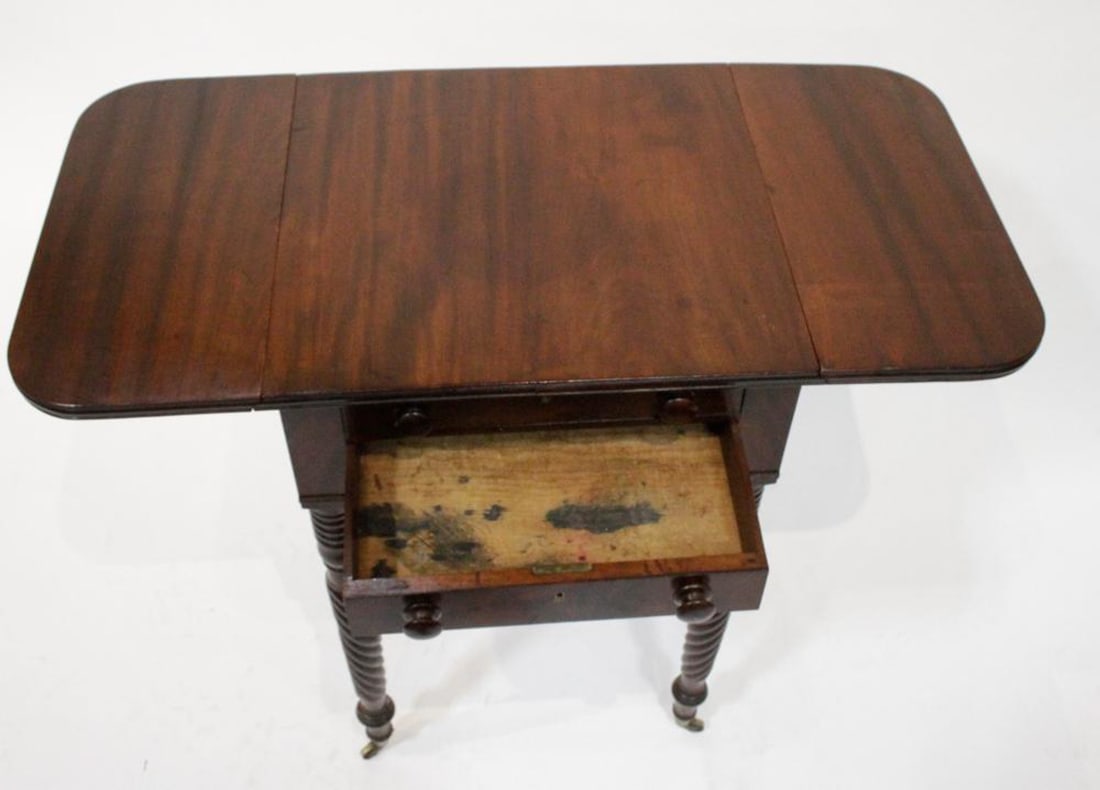 19thC Mahogany Drop-leaf Side Table - 10
