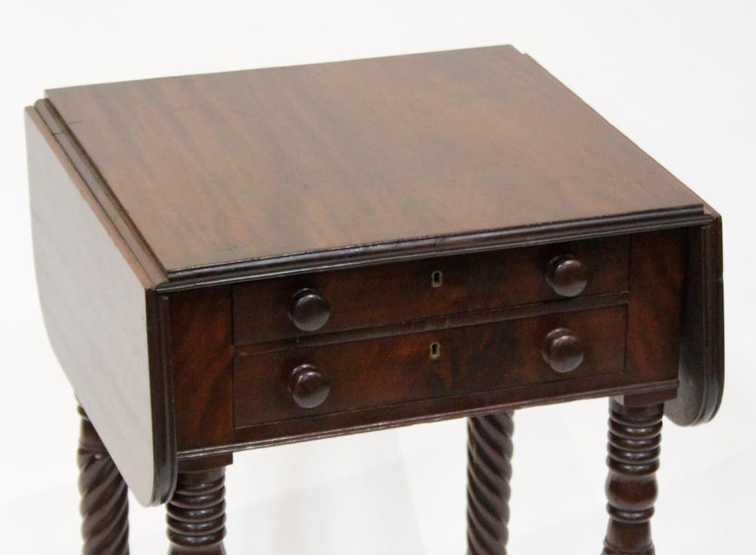 19thC Mahogany Drop-leaf Side Table - 2