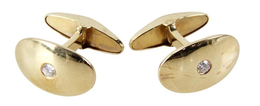 Men's 14k Gold Cufflinks with Diamonds (1 of 6)