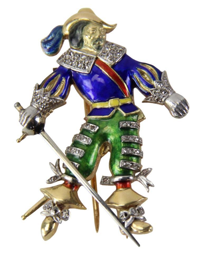 Matador Enamel Pin: Matador enamel pin. Approximately 18.9 grams. Provenance: New York City, New York collection. PLEASE NOTE: payment for silver, gold, jewelry, and coins must be made via wire transfer, cash, or certifi