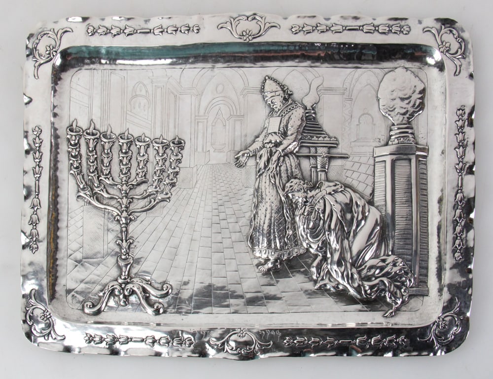 Silver Repousse Tray - 2