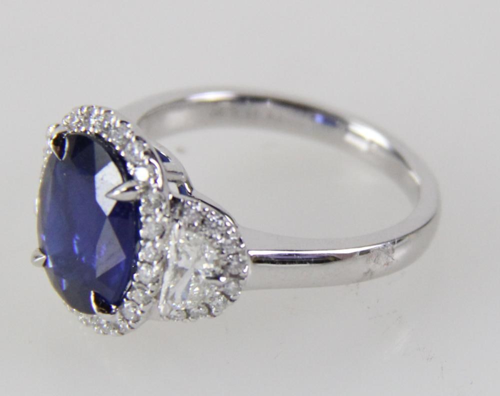 Platinum, Diamond, and Sapphire Ring - 3