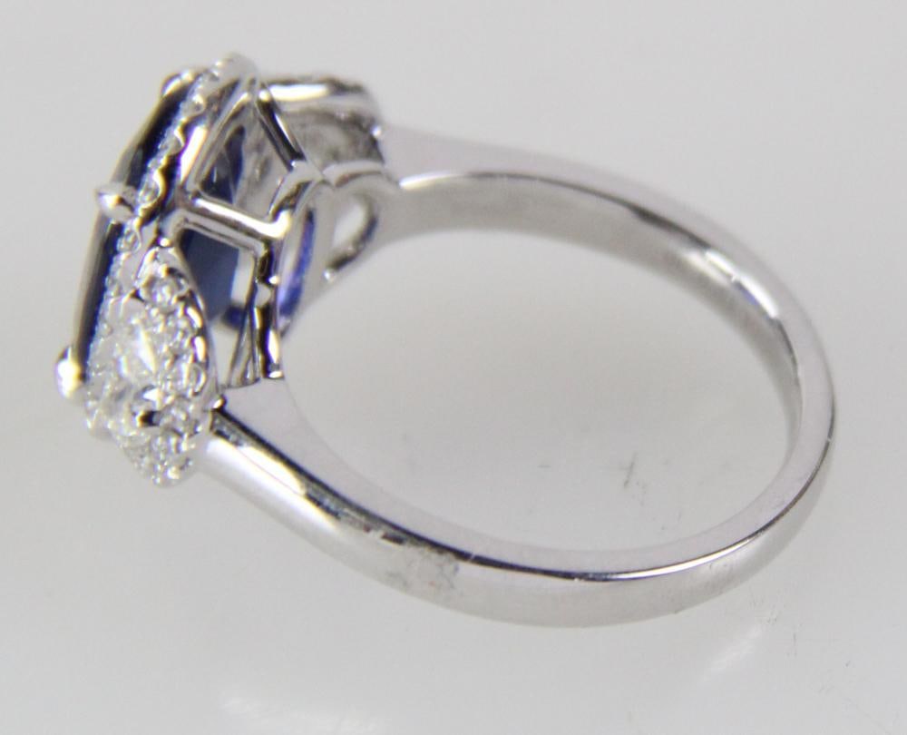 Platinum, Diamond, and Sapphire Ring - 4