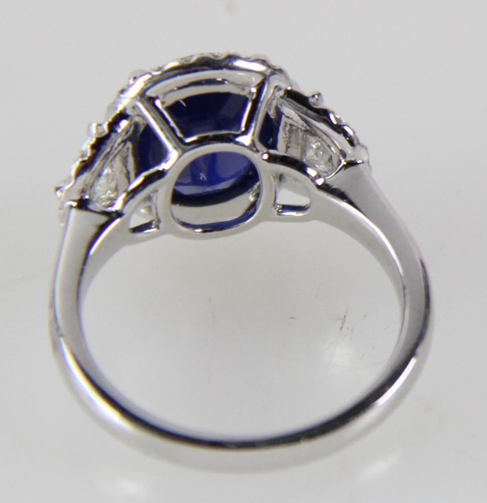 Platinum, Diamond, and Sapphire Ring - 6