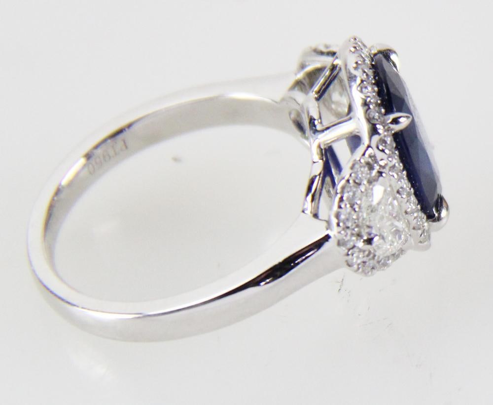 Platinum, Diamond, and Sapphire Ring - 7