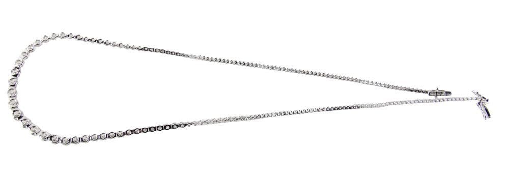 Platinum and Diamond Riviera Necklace: Platinum and diamond Riviera necklace, approximately 6.5 ctw, 18" L. Approximately 25.5 grams TW. Provenance: New York City, New York collection. PLEASE NOTE: payment for silver, gold, jewelry, and co