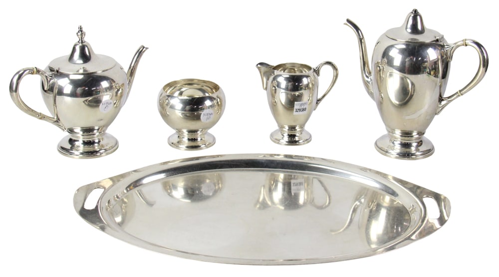 Five-piece Sterling Tea Set, "Dunkirk" Pattern (1 of 18)