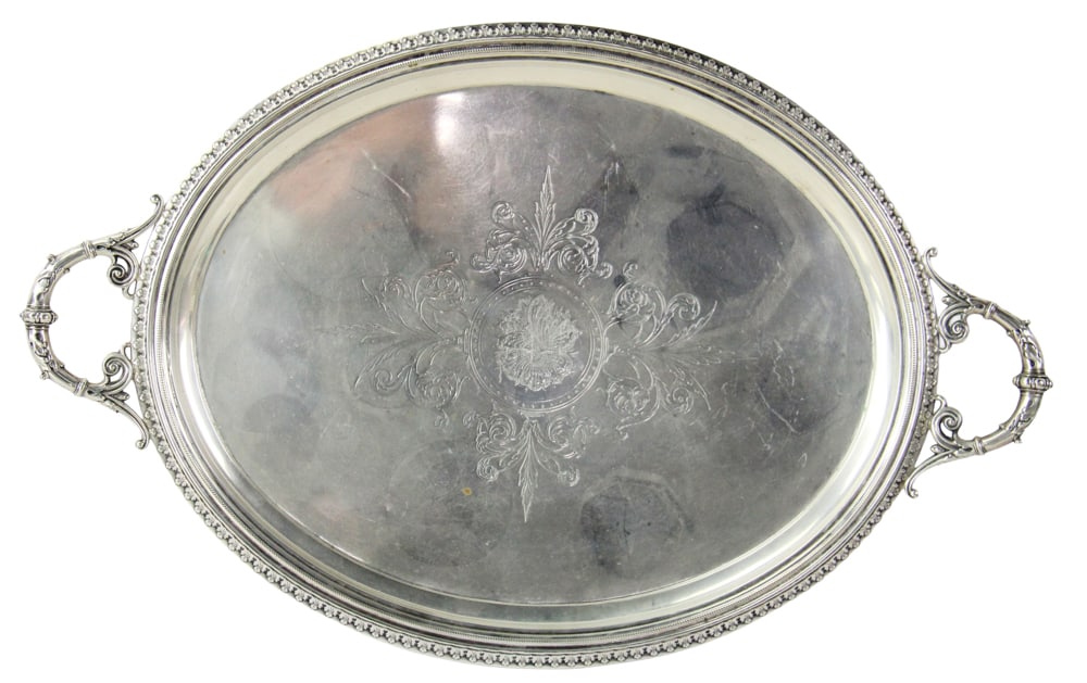 Sterling Tray with Engraved Center (1 of 6)