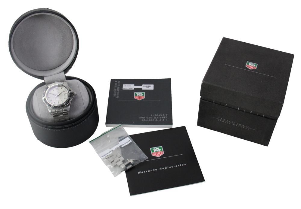 Men's Tag Heuer Aquaracer Automatic Watch: Men's Tag Heuer Aquaracer automatic watch, 300 meters, GBW3190WAF2111.BA080. In original box. Provenance: South Hamilton, Massachusetts collection.