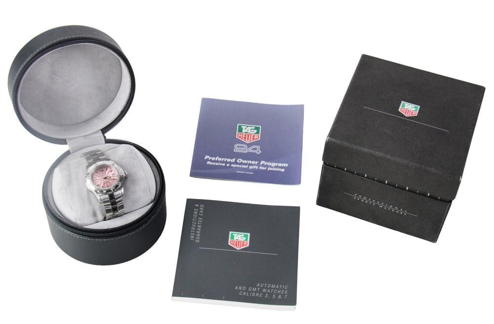 Ladies' Tag Heuer Automatic Watch: Ladies' Tag Heuer automatic watch, 200 meters, YQ1600 WN2310. BA0360. In original box. Provenance: South Hamilton, Massachusetts collection.
