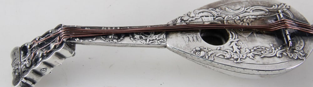 Silver Mandolin-Form Match Safe - 6