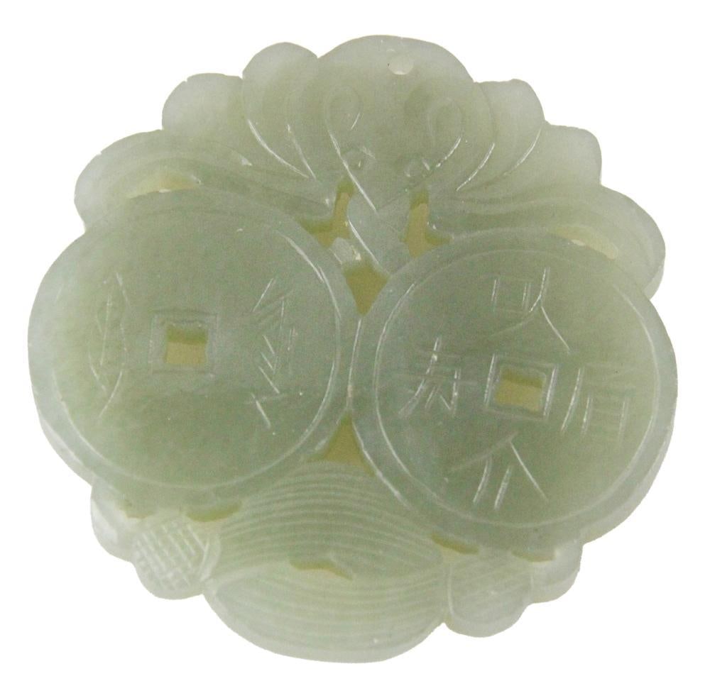 Carved Jadeite Pendant: Carved jadeite pendant, 2" diameter. Provenance: New York estate.