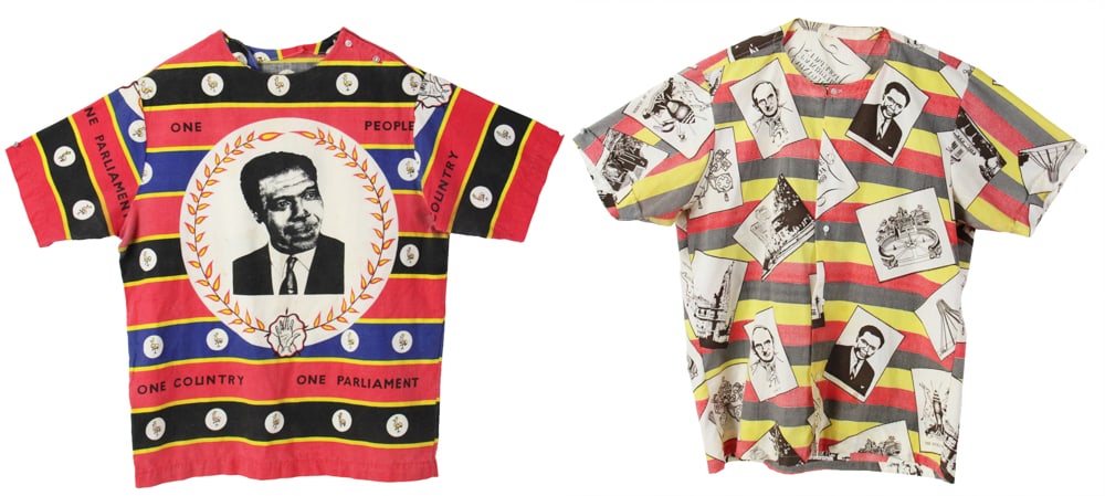 Vintage Shirts, Pope Paul's 1969 Pilgrimage to Uganda, Plus: Vintage shirts, Pope Paul's 1969 pilgrimage to Uganda, with other shirts. Provenance: Wakefield, Massachusetts collection.