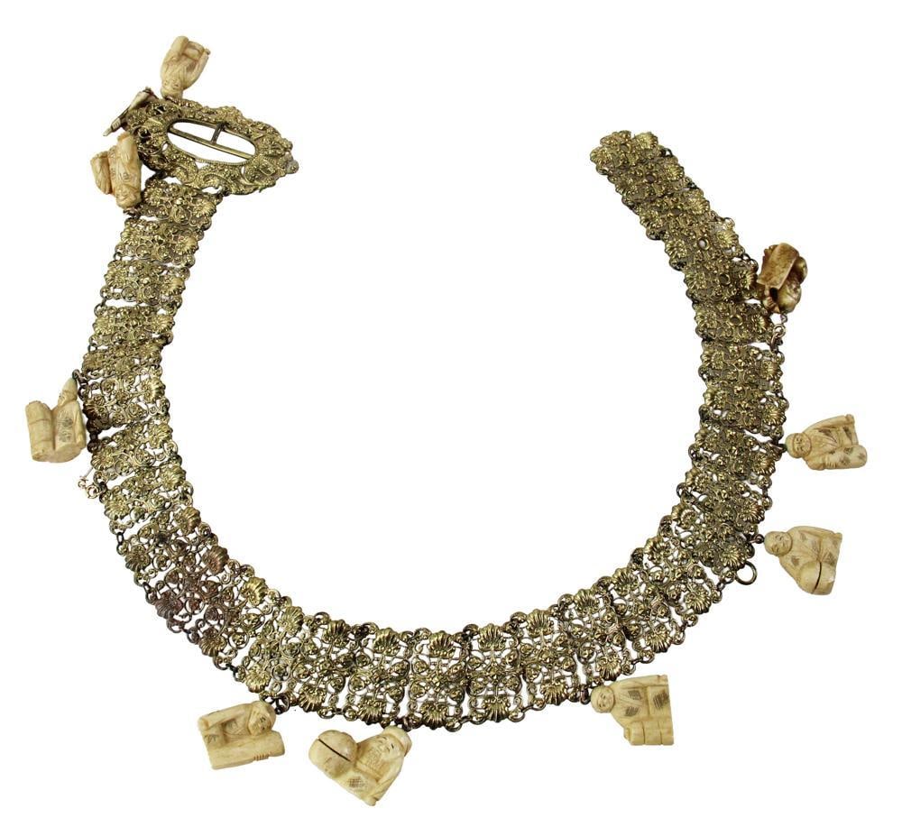 Brass Belt with Carved Bone Netsukes (1 of 11)