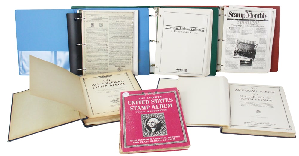 American Pre-1935 Stamps: American pre-1935 stamps, (6) binders. Provenance: Haverhill, Massachusetts collection.
