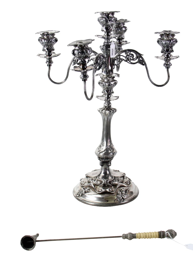 Barbour Silverplate Art Nouveau Candelabrum, Snuffer (1 of 9)