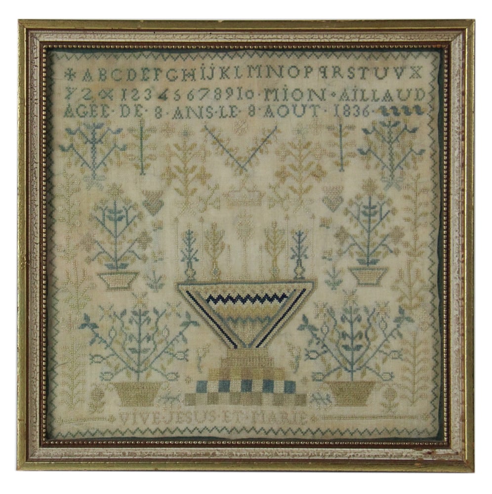 1836 French Needlepoint Sampler, Framed (1 of 8)