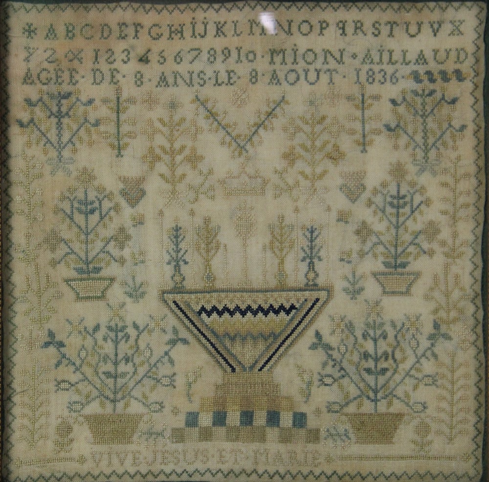 1836 French Needlepoint Sampler, Framed - 2