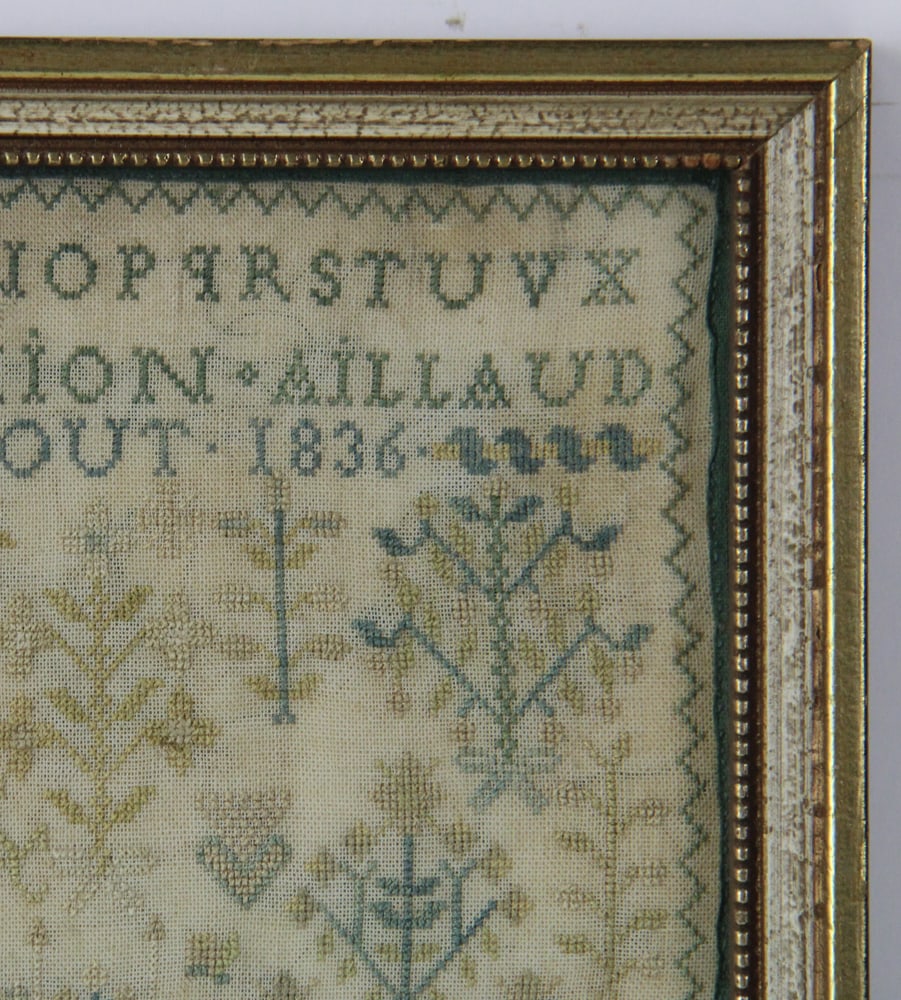 1836 French Needlepoint Sampler, Framed - 7