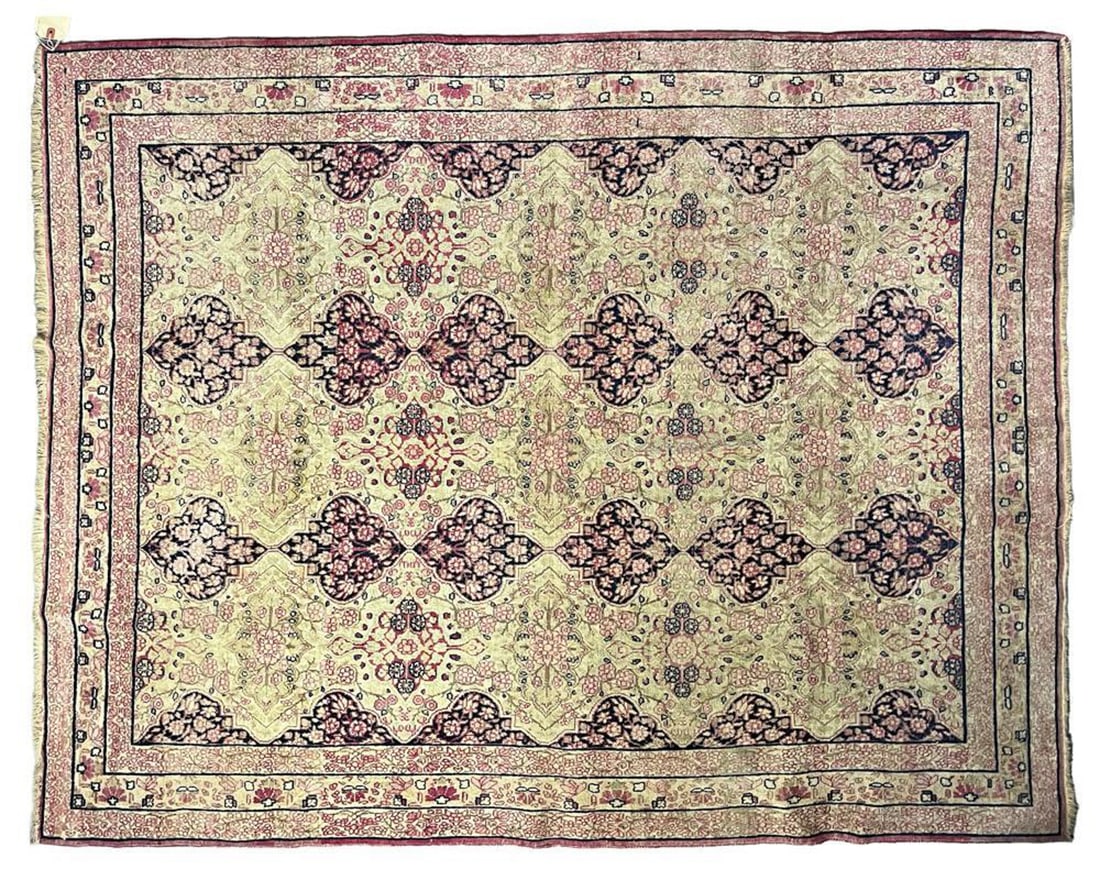 Antique Persian Laval Kerman Rug: Antique Persian Lavar Kerman rug, 6' x 4' 4". Provenance: Palm Beach, Florida estate.