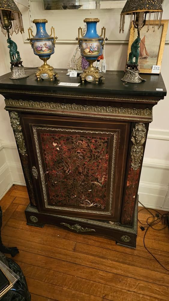 Pair of 19thC French Boulle Cabinets: Pair of 19th century French boulle cabinets, 44" H x 33" W x 15" D.