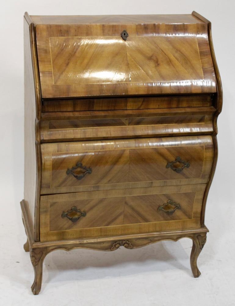 Italian Bombe Slant-lid Desk: Italian bombe slant-lid desk. Provenance: Purchase, New York collection.