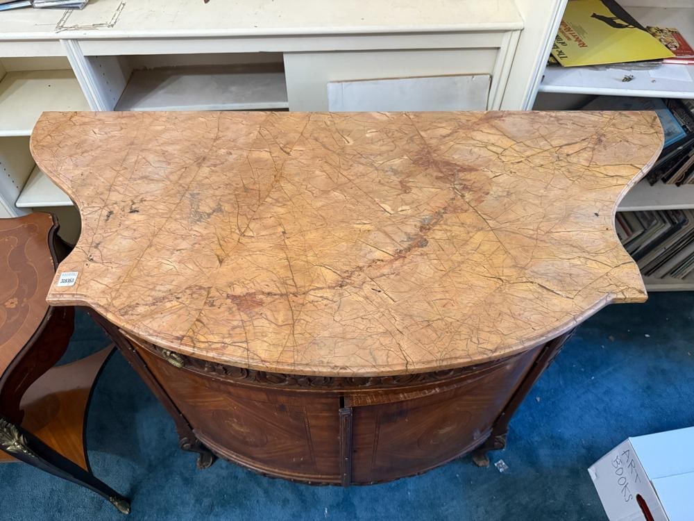Bow-front Chest with Inlay, Marble Top - 2
