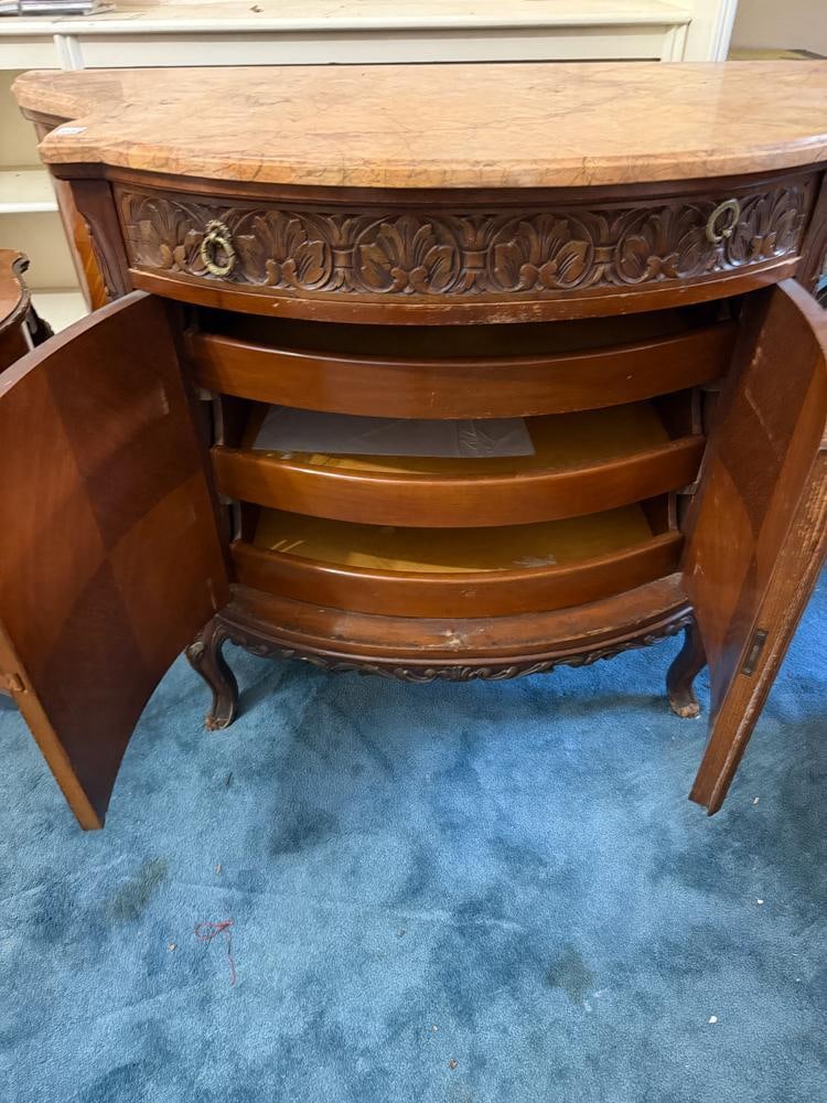 Bow-front Chest with Inlay, Marble Top - 3