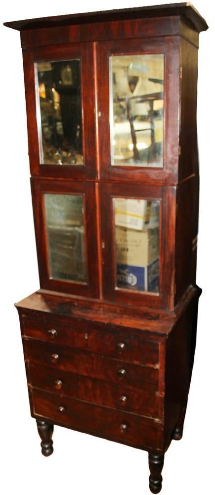 Circa 1860s Empire-style Walnut 2-Stack Bookcase (1 of 6)