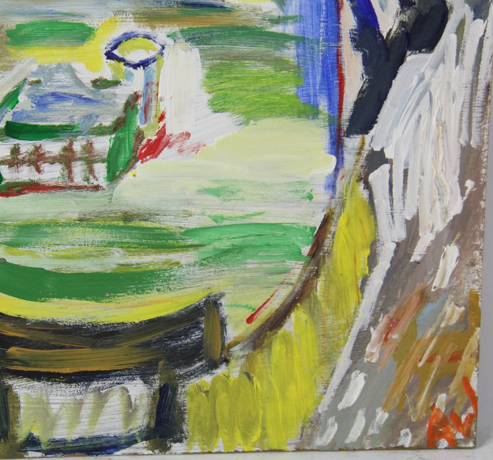 Three Abstracts, Oil on Board, Initialed "AW" - 12