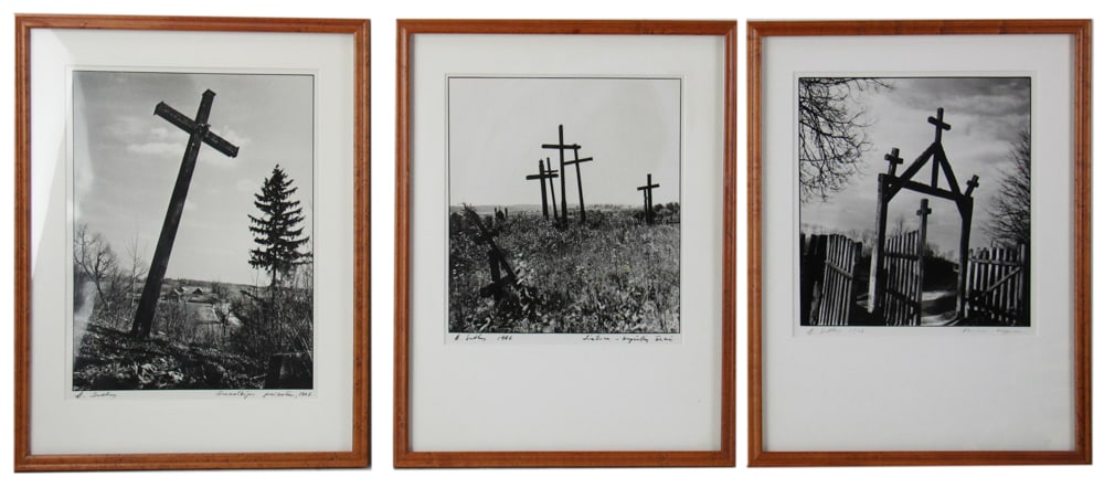 Antanas Sutkus, Three Gelatin Silver Photographs: Antanas Sutkus (celebrated Lithuanian photographer, b.1939), three gelatin silver photographs, to include: "Landscape of Suvalkija" (Suvalkijos peizazas), 1967, signed A. Sutkus L/L, 14" x 12", framed