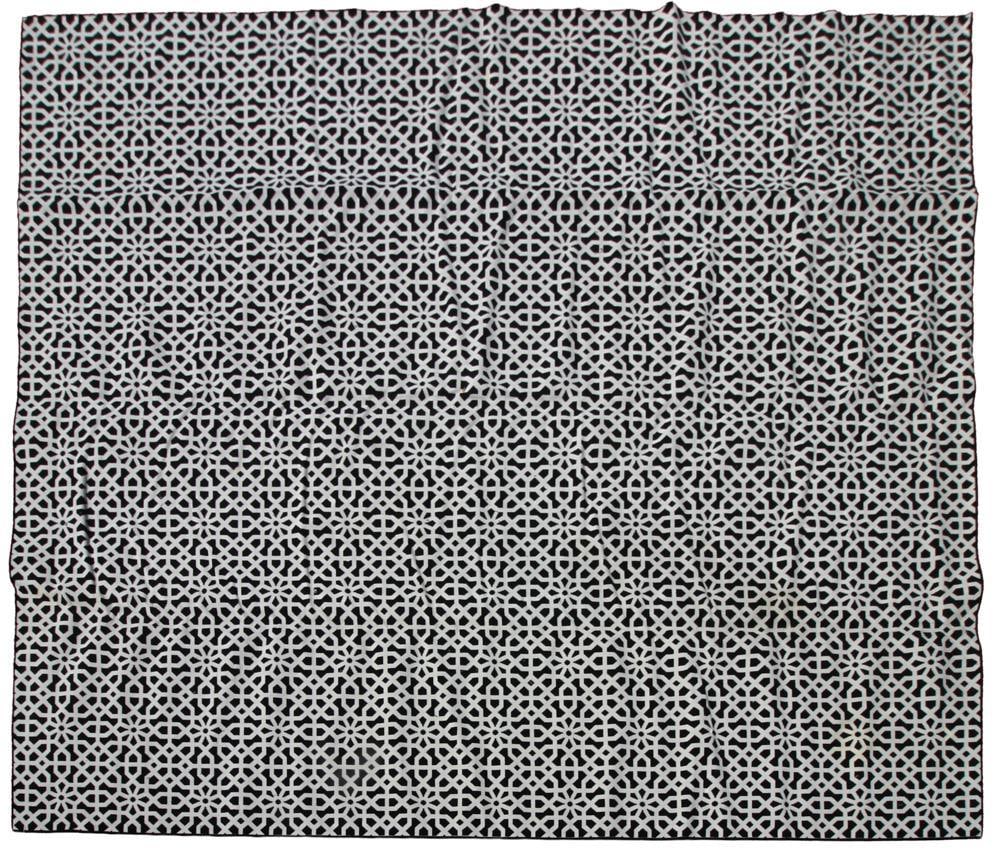 Contemporary Large Black and White Geometric Rug: Contemporary large black and white geometric rug. Provenance: Palm Beach, Florida estate.