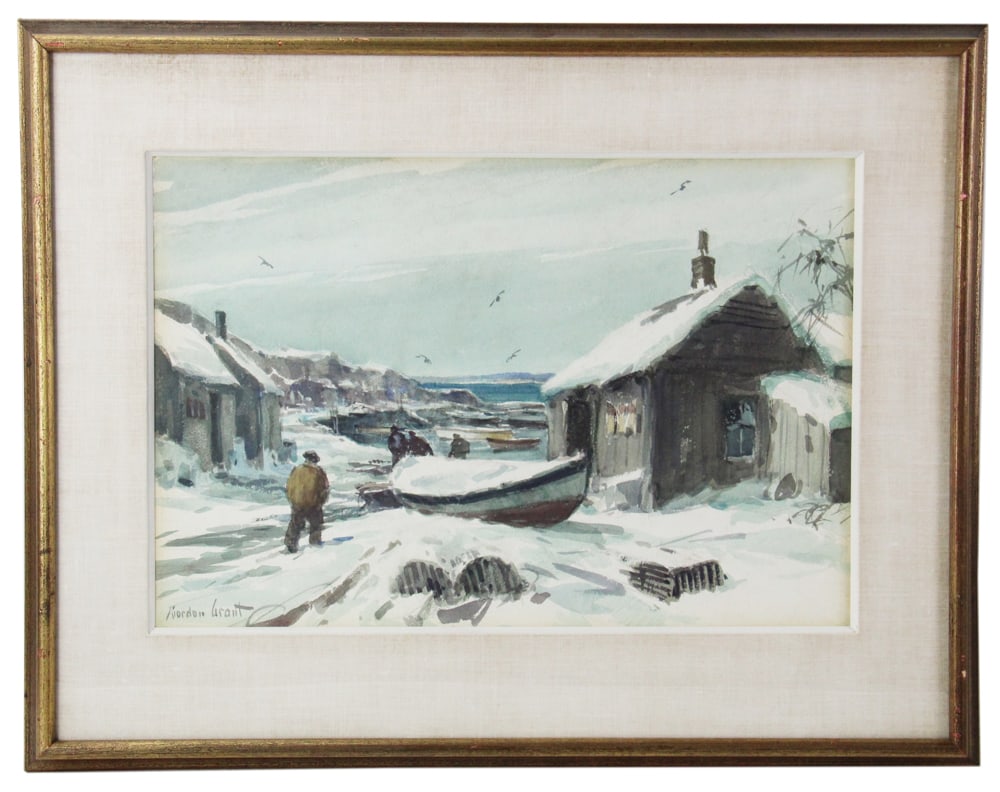 Gordon Grant, Pigeon Cove in Winter, Watercolor (1 of 9)